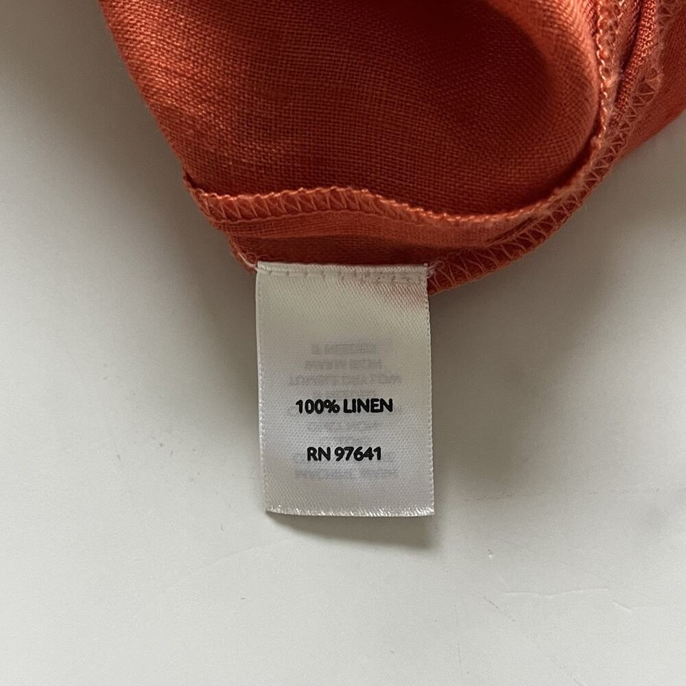 J Jill Linen Tunic Top Mandarin Collar Terracotta Sz L Minimalist Chic Lagenlook - Picture 6 of 12